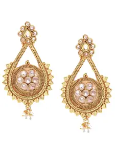 Anouk Gold-Toned & White Gold-Plated Contemporary Drop Earrings