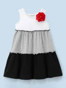 CrayonFlakes Girls Monochrome Layered Cotton A-Line Dress