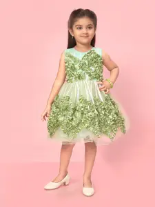 BAESD Girls Self Design Corsage Detailed Fit & Flare Dress