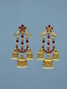 Diksha collection Gold-Plated Jhumkas Earrings