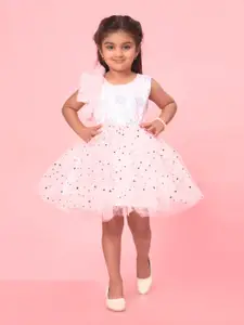 BAESD Girls Printed Net Fit & Flare Dress