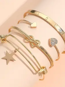 Shining Diva Fashion Women Set Of 4 Crystals Gold-Plated Link Bracelet