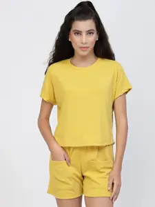 HILL STREET Round Neck Cotton T-Shirt and Shorts