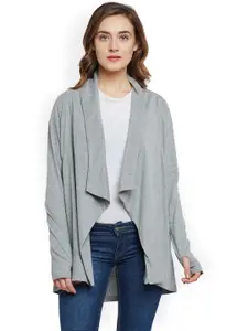 Hypernation Grey Solid Open Front Shrug