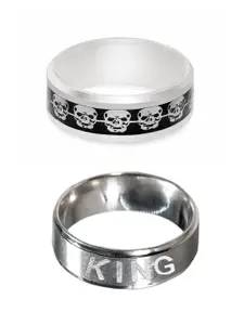 OOMPH Men 2Pcs Silver-Plated Finger Rings