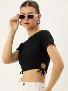 Kook N Keech Solid Round Neck Fitted Crop Top
