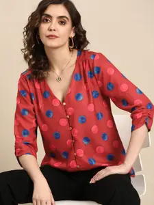 all about you Polka Dot Print Top
