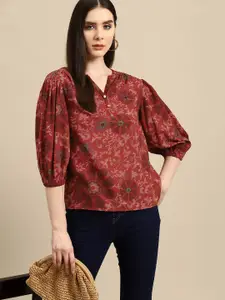all about you Ethnic Motifs Print Top