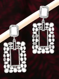 OOMPH Rectangle Shaped Mirror Drop Earrings