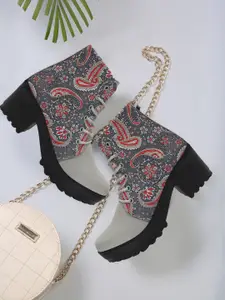 FASHIMO Women Printed Mid Top Platform Heeled Boots