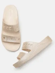 Crocs Women Glitter Embellished Open Toe Flats