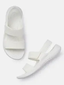 Crocs Women White Textured Open Toe Flats