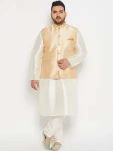 VASTRAMAY Mandarin Collar Regular Kurta with Pyjamas With Woven Design Nehru Jacket