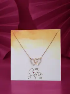 Carlton London Rose Gold-Plated Cubic Zirconia Studded Necklace