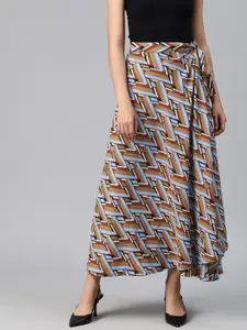 Ayaany Women Geometric Printed Tie-Ups Wrap Maxi Skirt