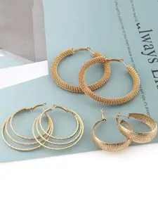 Scintillare By Sukkhi 3Pcs Gold-Plated Circular Hoop Earrings