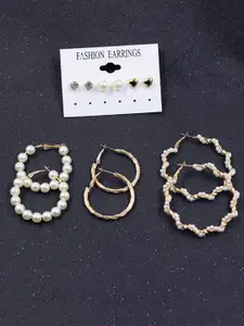 Scintillare By Sukkhi Set Of 6 Gold-Plated Stud & Hoop Earrings