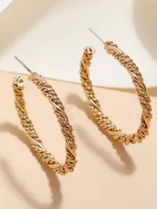 Scintillare By Sukkhi Gold-Plated Circular Half Hoop Earrings