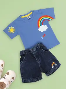 MeeMee Boys Graphic Printed Cotton T-shirt with Shorts