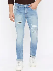 SPYKAR Men Low-Rise Mildly Distressed Heavy Fade Whiskers Cotton Slim Fit Jeans