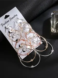 Scintillare By Sukkhi Set Of 6 Gold-Plated And Rhodium-Plated Circular Hoop Earring