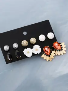 Scintillare By Sukkhi Set Of 6 Gold-Plated Stone Studde Studs Earrings