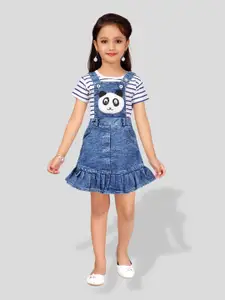 BAESD Girls Striped Pure Cotton T-shirt With Pinafore