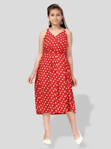 BAESD Girls Polka Dot Print Fit & Flare Midi Dress