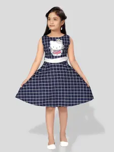 BAESD Girls Checked Cotton Sleeveless Fit & Flare Dress