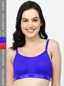 Docare Pack Of 2 All Day Comfort Non Padded Full Coverage Seamless Cotton Sports Bra