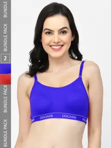 Docare Pack Of 2 All Day Comfort Non Padded Full Coverage Seamless Cotton Sports Bra