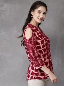 Anouk Women Red & Cream-Coloured Printed Pure Cotton Kurti