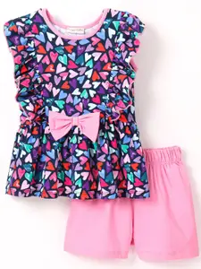 CrayonFlakes Girls Printed Top with Shorts Cotton Clothing Set