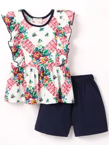 CrayonFlakes Girls Printed Top with Shorts Clothing Set