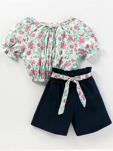 CrayonFlakes Girls Printed Top with Shorts Clothing Set