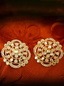 MEENAZ 4Pcs Gold-Plated Studs Earrings