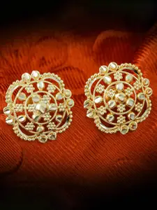 MEENAZ Set Of 4 Gold-Plated Cubic Zirconia Dome Shaped Studs Earrings