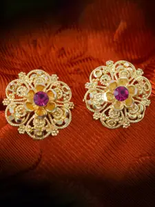 MEENAZ 2Pcs Gold-Plated Studs Earrings