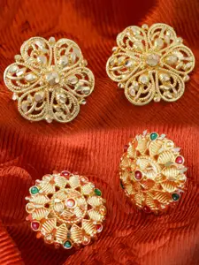 MEENAZ 2Pcs Gold-Plated Studs Earrings