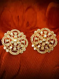 MEENAZ Set Of 2 Gold-Plated Floral Shaped Studs Earrings