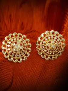 MEENAZ Set Of 2 Gold-Plated Stone Studded Studs Earrings