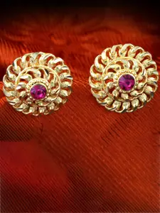 MEENAZ 4Pcs Gold-Plated Studs Earrings