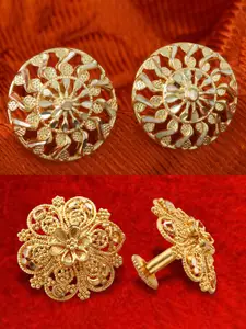 MEENAZ 2Pcs Gold-Plated Studs Earrings