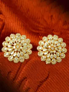 MEENAZ Set Of 3 Gold-Plated Floral Shaped Studs Earrings