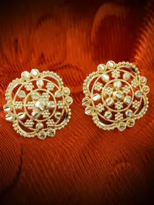 MEENAZ Set Of 4 Gold-Plated Cubic Zirconia Dome Shaped Studs Earrings