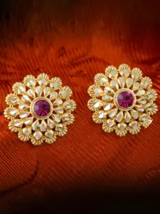 MEENAZ 4Pcs Gold-Plated Studs Earrings