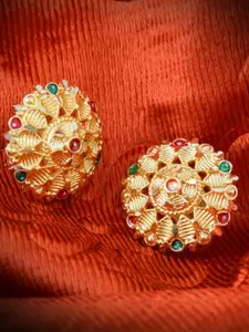 MEENAZ 2Pcs Gold-Plated Studs Earrings