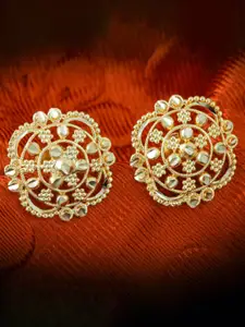 MEENAZ 4Pcs Gold-Plated Studs Earrings