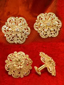 MEENAZ 2Pcs Gold-Plated Studs Earrings