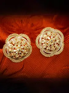 MEENAZ Set Of 4 Gold-Plated Stone Studded Studs Earrings